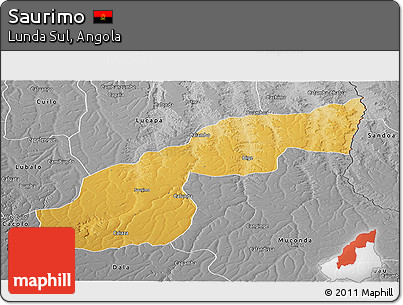 Physical Panoramic Map of Saurimo, desaturated