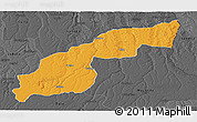 Political Panoramic Map of Saurimo, darken, desaturated