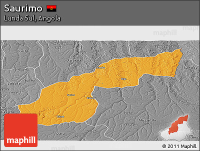 Political Panoramic Map of Saurimo, desaturated