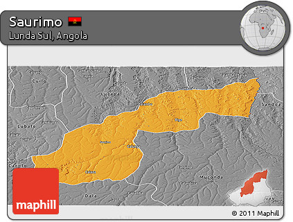 Political Panoramic Map of Saurimo, desaturated