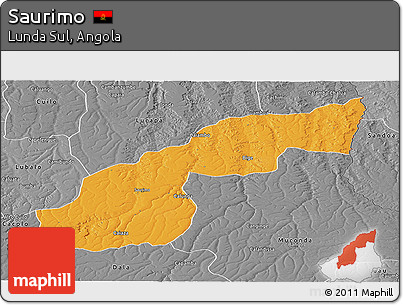 Political Panoramic Map of Saurimo, desaturated