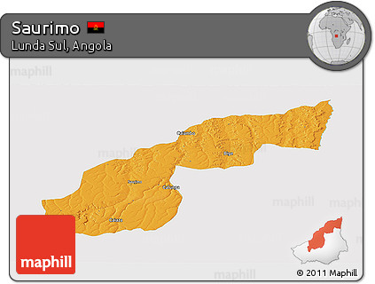 Political Panoramic Map of Saurimo, single color outside