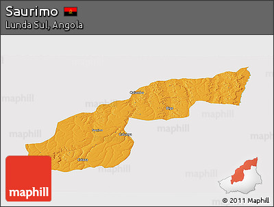 Political Panoramic Map of Saurimo, single color outside