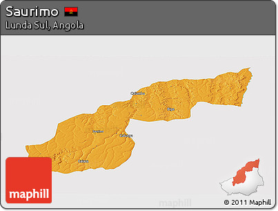 Political Panoramic Map of Saurimo, single color outside