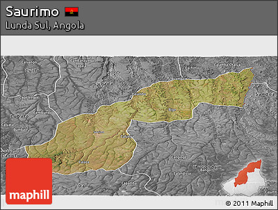Satellite Panoramic Map of Saurimo, desaturated