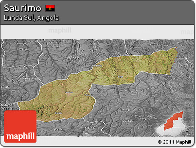 Satellite Panoramic Map of Saurimo, desaturated