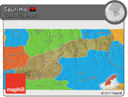 Satellite Panoramic Map of Saurimo, political outside