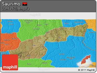 Satellite Panoramic Map of Saurimo, political outside