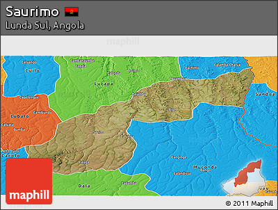 Satellite Panoramic Map of Saurimo, political outside