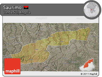 Satellite Panoramic Map of Saurimo, semi-desaturated