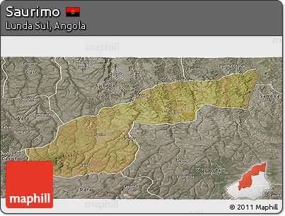 Satellite Panoramic Map of Saurimo, semi-desaturated
