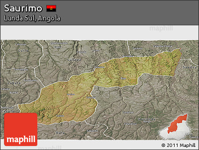 Satellite Panoramic Map of Saurimo, semi-desaturated