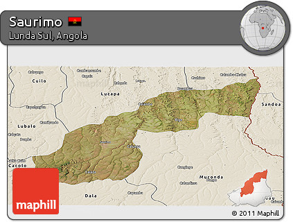Satellite Panoramic Map of Saurimo, shaded relief outside