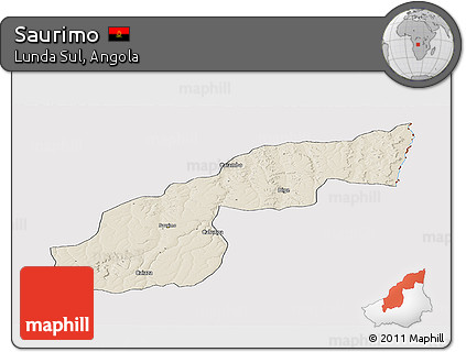 Shaded Relief Panoramic Map of Saurimo, cropped outside