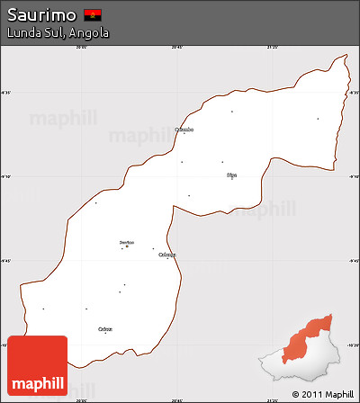 Classic Style Simple Map of Saurimo, cropped outside
