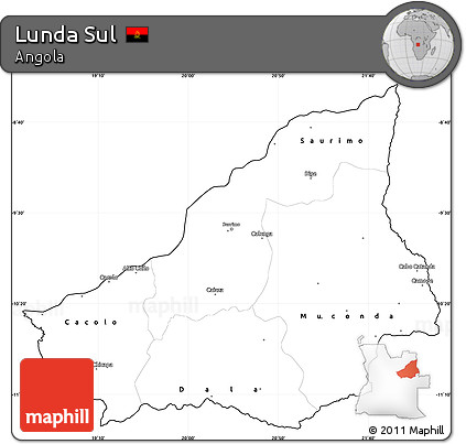 Blank Simple Map of Lunda Sul, cropped outside