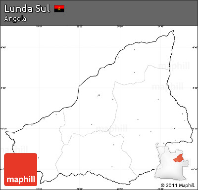 Blank Simple Map of Lunda Sul, cropped outside, no labels
