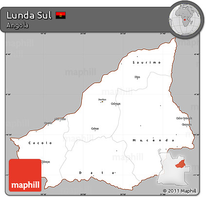 Gray Simple Map of Lunda Sul, cropped outside