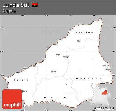 Gray Simple Map of Lunda Sul, cropped outside