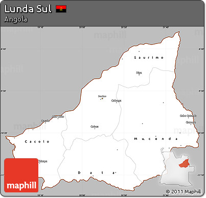 Gray Simple Map of Lunda Sul, cropped outside