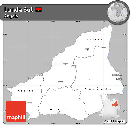 Gray Simple Map of Lunda Sul, single color outside