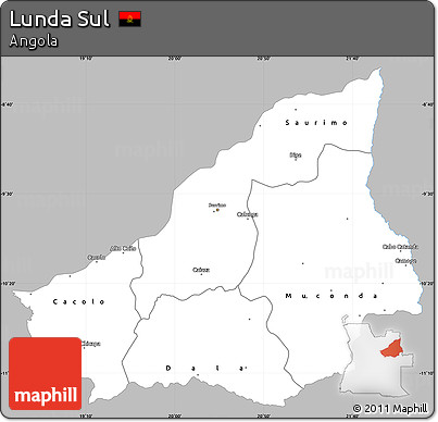 Gray Simple Map of Lunda Sul, single color outside