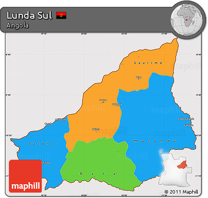 Political Simple Map of Lunda Sul, cropped outside