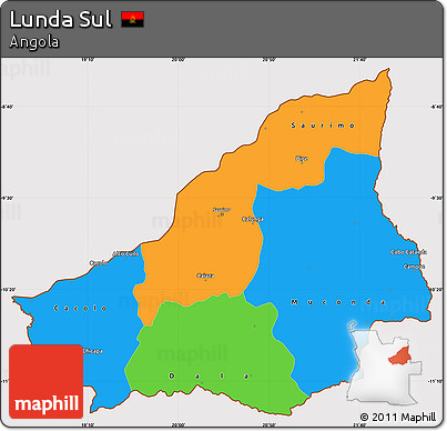Political Simple Map of Lunda Sul, cropped outside