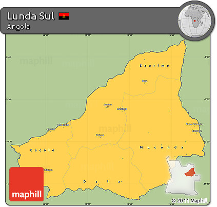 Savanna Style Simple Map of Lunda Sul, cropped outside