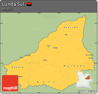 Savanna Style Simple Map of Lunda Sul, cropped outside