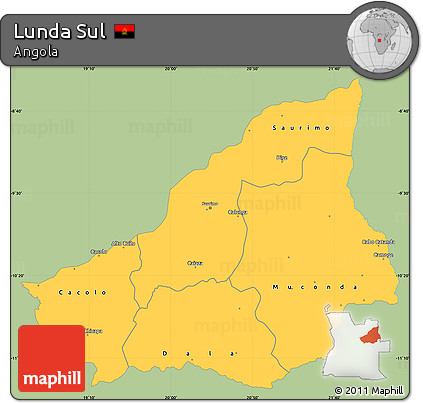 Savanna Style Simple Map of Lunda Sul, single color outside