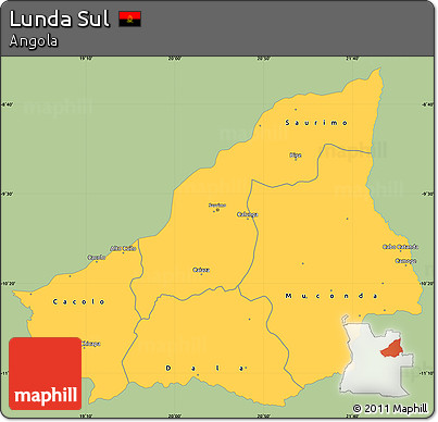 Savanna Style Simple Map of Lunda Sul, single color outside
