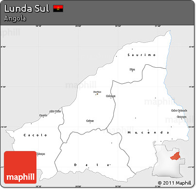 Silver Style Simple Map of Lunda Sul, single color outside