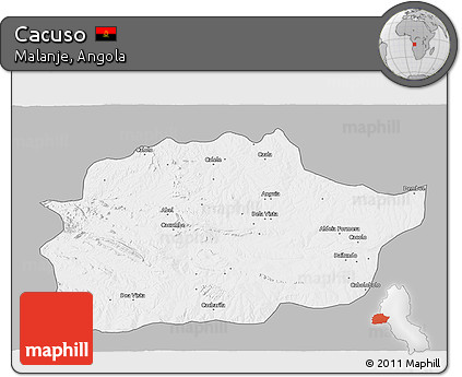 Gray 3D Map of Cacuso, single color outside