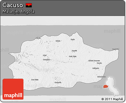 Gray 3D Map of Cacuso, single color outside