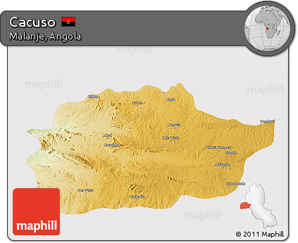 Physical 3D Map of Cacuso, cropped outside