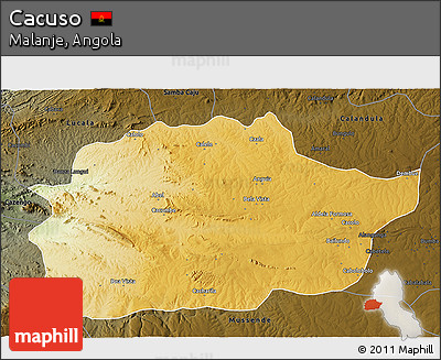 Physical 3D Map of Cacuso, darken