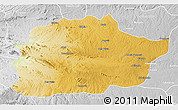 Physical 3D Map of Cacuso, lighten, desaturated