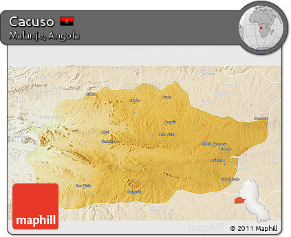 Physical 3D Map of Cacuso, lighten