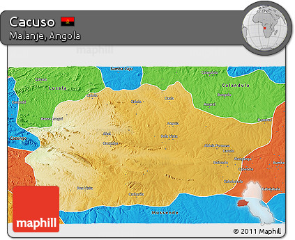 Physical 3D Map of Cacuso, political outside