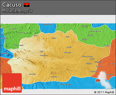 Physical 3D Map of Cacuso, political outside