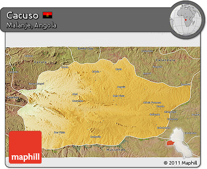 Physical 3D Map of Cacuso, satellite outside