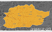Political 3D Map of Cacuso, darken, desaturated