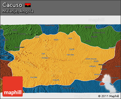 Political 3D Map of Cacuso, darken