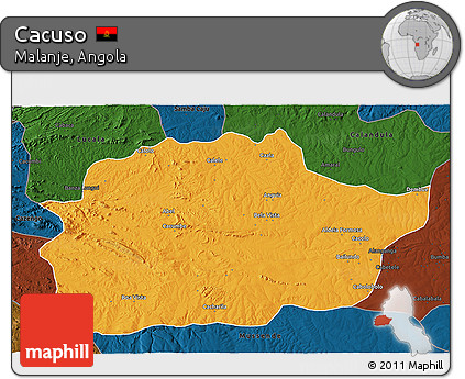 Political 3D Map of Cacuso, darken