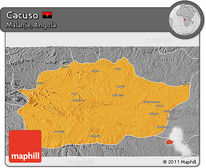 Political 3D Map of Cacuso, desaturated