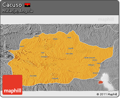 Political 3D Map of Cacuso, desaturated