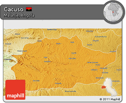 Political 3D Map of Cacuso, physical outside