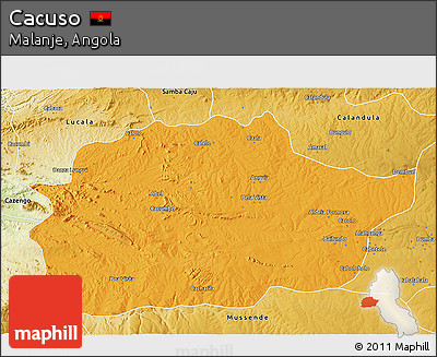 Political 3D Map of Cacuso, physical outside