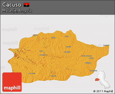 Political 3D Map of Cacuso, single color outside